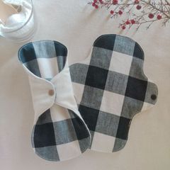 【布ナプキン】無添加コットンフランネル ブロックチェック柄 23cm 6層仕立て 2枚セット