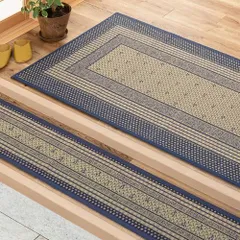 【特価商品】エルモード ブルー 裏貼り 玄関マット 約30×120cm い草 屋内 国産 滑り止め付き 萩原