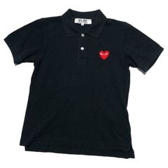 PLAY COMME des GARCONS(プレイコムデギャルソン) Heart patch polo shirt ハートワッペン ポロシャツ AZ-T005 S ブラック AD2011