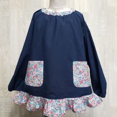 120サイズ リバティF フリル付 長袖スモック リバティスモック