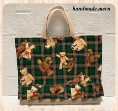 テディベア レッスンバッグ フリル 買い物バッグ クマ ハンドメイド