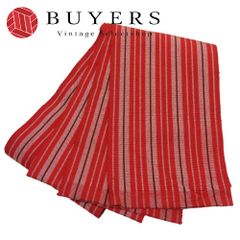 【中古】 半幅帯 レーヨン 綿 レッド えんじ 縞 モダン レトロ 和装 呉服 和服 きもの レディース 女性