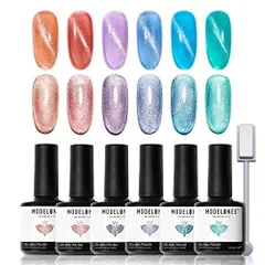 Aオーロラ系マグネットジェル Modelones ジェルネイル マグネットジェル キャッツアイジェル 6色セット ギャラクシー キャンディー カラージェル 猫目 キャツアイ UVLED対応 ポリッシュタイプ セルフネイル