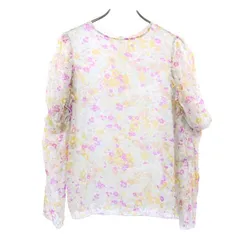 シーバイクロエ シルク100％ 総柄 長袖 シースルーカットソー 36 ホワイト系 SEE BY CHLOE バックジップ レディース 【中古】  【230311】 メール便可