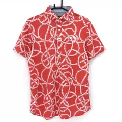 【美品】キャロウェイ レッドレーベル 半袖ポロシャツ レッド×白 総柄 メンズ L ゴルフウェア Callaway