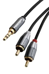 エレコム オーディオケーブル RCA - 3.5mm ステレオミニプラグ 変換 3極 赤白 2m AUX L/Rそれぞれのサウンドを再生 [信号の歪みや伝送ロスが少ない] ミニコンポ/アンプ/スピーカー ブラック ECDH-35WR20BK