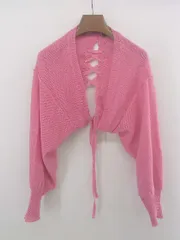 ◇ w closet ダブルクローゼット レースアップ ニット 長袖 ボレロカーディガン サイズF ピンク系 レディース E  【1304100007044】