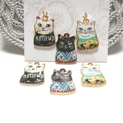 3種の猫ちゃんチャームセット(各2個ずつ・計6個)￥360-