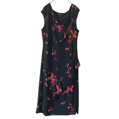 z1401 【極美品】LAUREN RALPH LAUREN ローレンラルフローレン ノースリーブワンピース　小花柄　黒　ブラック　レディース　サイズ16  希少　大きいサイズ　ジャージワンピ　ストレッチ　人気完売