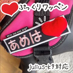 【全色再入荷★】ぷっくりハートワッペン★M.Lサイズ★ マジックテープ ★愛犬 ユリウス 刺繍ワッペン ネームワッペン 刺繍 ユリウスk9 対応 ネームタグ ネームラベル ハーネス nanairo なないろ