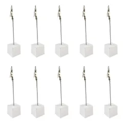 MaT store メモクリップ カード スタンド 卓上メモ 名刺 写真 カード立て 10個セット (ホワイト) [ホワイト]