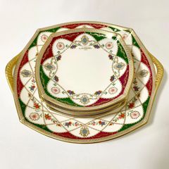 未使用品】美濃焼 庫山窯 金彩狩衣 八角長盛大皿 オードブルプレート