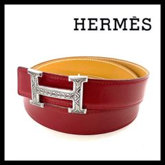 M【HERMES】コンスタンス トゥアレグ族 Hベルト 90 □D刻印 バックル SV925 SILVER/シルバー リバーシブル レッド/赤 ブラウン/茶 キャメル レザー エルメス (52525NM5)