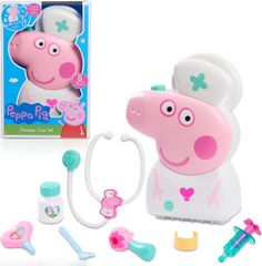Just Play ペッパピッグ チェックアップケースセット キャリーハンドル付き 医師キット 8ピース 聴診器付き 子供用