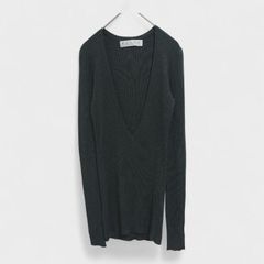 【美品】【PRIDE】『プライド』[ニットトップス] Vネックニットセーター ブラックグレー系 (M) 商品B2377 管理C
