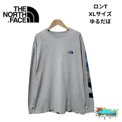 ノースフェイス ロンT XLサイズ グレー THE NORTH FACE 袖プリント ワンポイントロゴ ビッグサイズ ストリート ユニセックス ゆるだぼ Y2K ロング T-Shirt Tee 古着 N415