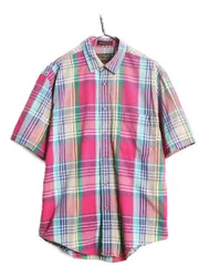 【お得なクーポン配布中!】 90s エディーバウアー マドラス チェック 半袖 シャツ メンズ L 古着 90年代 オールド Eddie Bauer アウトドア マルチカラー ポケット付き