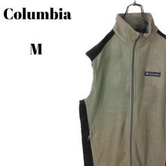 Columbia コロンビア フリースベスト ワンポイントロゴ ベージュ系 ブラウン ツートンカラー メンズ Mサイズ
