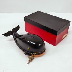 鴻池製作所　クジラ　鯨　貯金箱　コインケース　ホエール　こうのいけ クジラ 貯金箱 くじら 本革 鍵付 箱付 鴻池製作所 鯨 - メルカリ