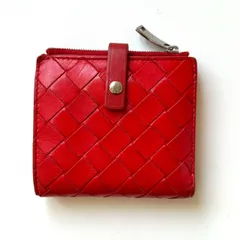 ボッテガヴェネタ　BOTTEGA VENETA 二つ折り財布　イントレチャート　レッド
