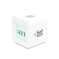【新着商品】(ホワイト) マルチキューブタイマー/回転タイマー、シンプルな操作、時計&アラーム mooas