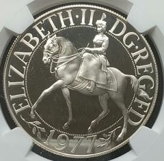 ★1977　イギリス　馬上のエリザベス　銀貨　 ( SILVER JUBILEE OF REIGN ) NGC PF68UCAM