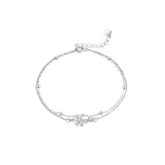 【数量限定】お誕生日 卒業式 桜祭り 入学式 長さ調節可能 人気 普段使い ジルコニア 桜花 プレゼント 金属アレルギー対応 桜 女性 レディース ブレスレット アクセサリー 2連