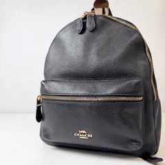 ✨Bランク　  COACH　リュックサック　バッグパック　マザーズバッグ　レザー　シボ革　オールレザー　ブラック　30550　「100EL」