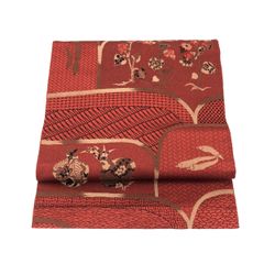 名古屋帯/美品/おしゃれ帯/赤/仕立上がり/10900