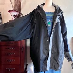adidas big silhouette 2tone mountain jacket/アディダス大きなフード付きナイロンジャケット