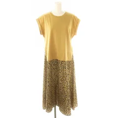 アンタイトル UNTITLED アニマルプリントドッキングワンピース ロング ミモレ丈 フレンチスリーブ 2 ベージュ 黒 ブラック /MI ■OS