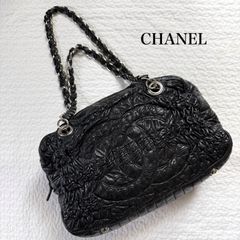 CHANEL ナイロン ファー チェーン ショルダー トートバッグ デカココ