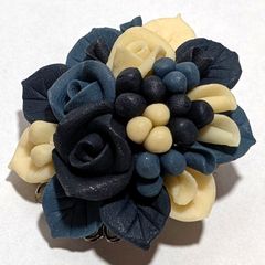 【レトロ·アンティーク·ビンテージ】 バラ(紺色)のブローチ　1個