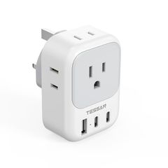 海外 bfタイプ 変換プラグ USB-C付き TESSAN 2個type-c 2個USB-A 4個AC差込口 変換器 電源変換アダプター イギリス シンガポール 香港 マレーシア マカオなどコンセント変換対応 出張 旅行 便利グッズ 0