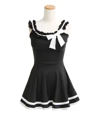 夢展望公式 [新品未使用] フリルリボンワンピース水着 [ブラック] 他カラー別ページ有  水着 水着 535548-01