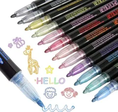 アウトラインペン 12色セット メタリック仕様 [ゆうパケット発送、送料無料]mer001