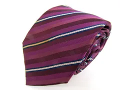 ヒルトン ブランドネクタイ ストライプ柄 シルク イタリア製 メンズ パープル HILTON 【中古】