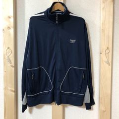 reebok リーボック トラックジャケット ジャージ ロゴ刺繍 腕ライン ダブルジップ 00’s タイワン製 メンズ L/G 00年代 ブルー ネイビー