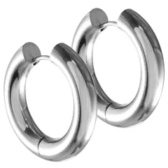 【人気商品】リング フープ ステンレス リングピアス 両耳 メンズ 太め 2個セット フープピアス 幅5mm INTERNATIONAL] 18G [SEIYA