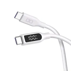 CIO 柔らかいシリコンケーブル 液晶ディスプレイ搭載 USB type-C 充電ケーブル 100W対応 iphone15 /16 タイプC usb type c to c ケーブル 【液晶部に保護フィルム有】(1m, ストレート, ホワイト)