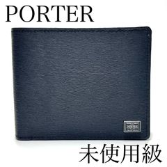 POTER ポーター  吉田カバン カレント 二つ折り財布 レザー ロゴプレート ブラック 小銭入れ 札入れ