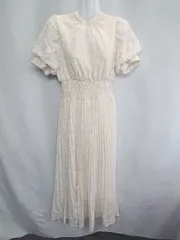 ■ one after another NICE CLAUP 花柄 半袖 ロング丈 ワンピース サイズF ホワイト レディース E  【1407020007771】