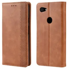Google Pixel 3a ケース 手帳 ピクセル3a  チェック柄 合革 レトロ 手帳 ケース 【Color】 ブラウンのサムネイル