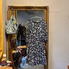 @ オットー otto 花柄 ワンピース シャツ ロング Aライン 3L お呼ばれ　デート　オフィスカジュアル　食事会　ブルー 青 藍色 ネイビー 紺色　ホワイト オフホワイト アイボリー 白 シロ