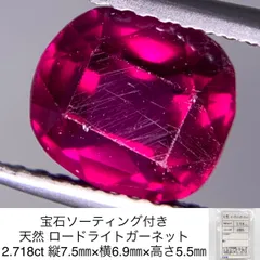 宝石ソーティング付き 天然 ロードライトガーネット (赤紫色) 2.718ct