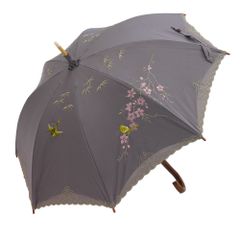 シノワズリーモダン四君子刺繍かわず張り晴雨兼用日傘
