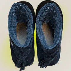 ベアパウ BEARPAW ムートンブーツ タッセル付き ショート丈 ブラック US6 23cm レディース