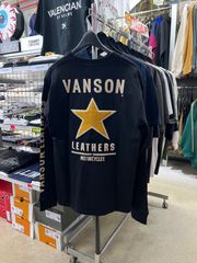 XL あり‼️VANSON バンソン⚫︎長袖　ロンT ロングTシャツ　ワッペン　サガラ刺繍　ブラック