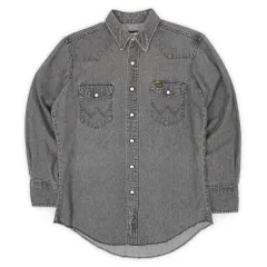 ラングラー Wrangler 90s 90年代 先染めブラックデニム ウエスタンシャツ MADE IN USA アメリカ製 無地 定番 ヴィンテージ 古着 メンズ シャツ 黒 16 L相当【中古】