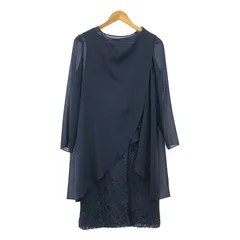 【美品】SOIR DOLCE ロングワンピース ドレス シフォン ネイビー 17 カラーフォーマル ワンピース(6401770)17号・ネイビー